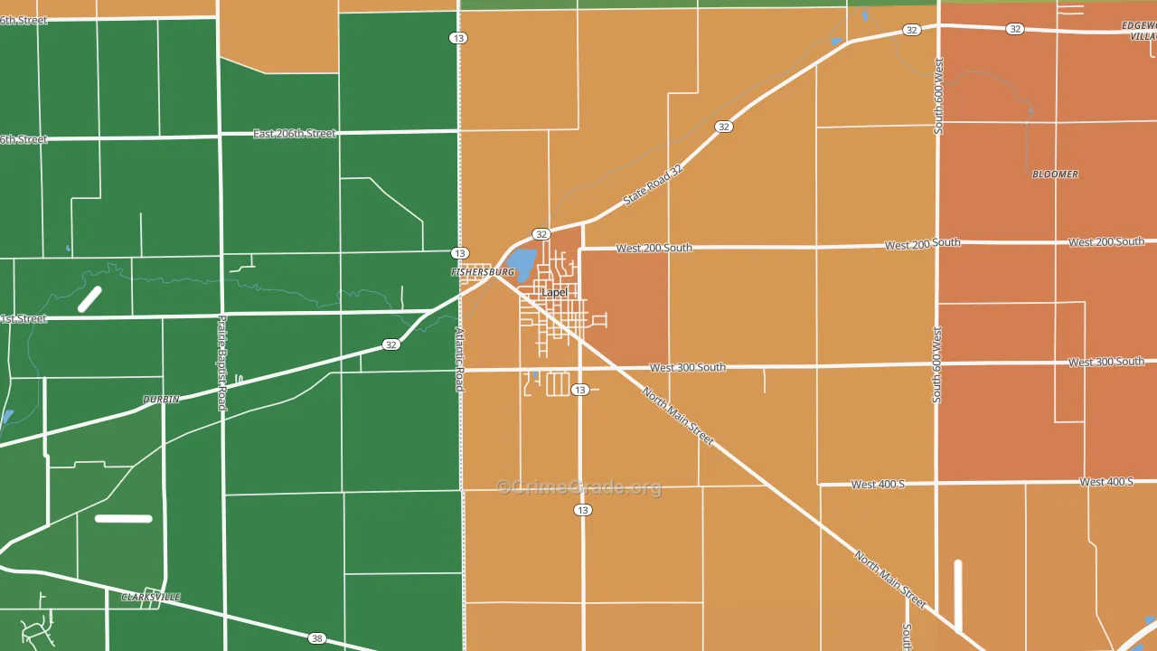 Lapel, IN Map of Assault Rates