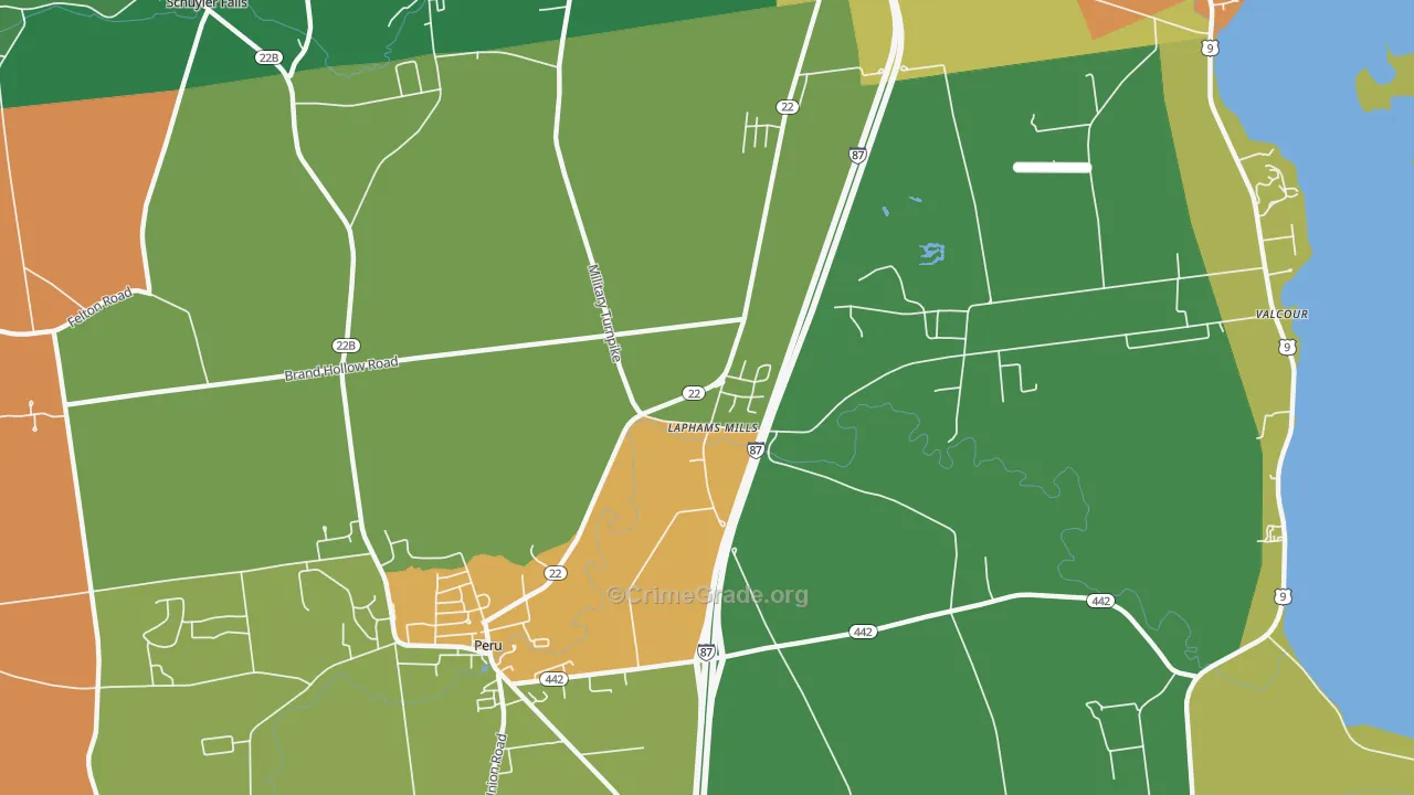 Laphams Mills, NY Map of Assault Rates