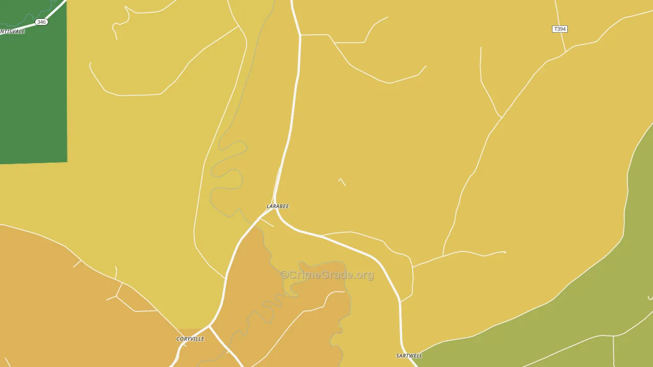 Larabee, PA Map of Assault Rates