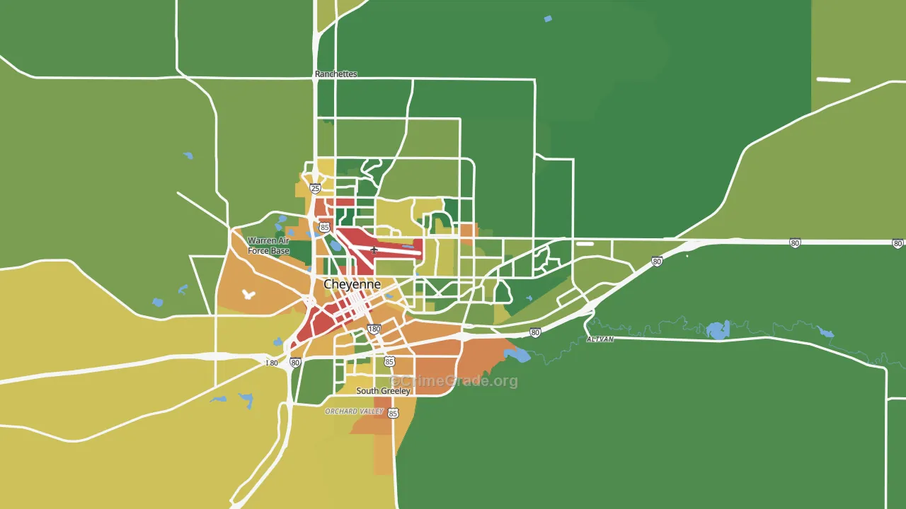 Laramie County, WY Map of Assault Rates