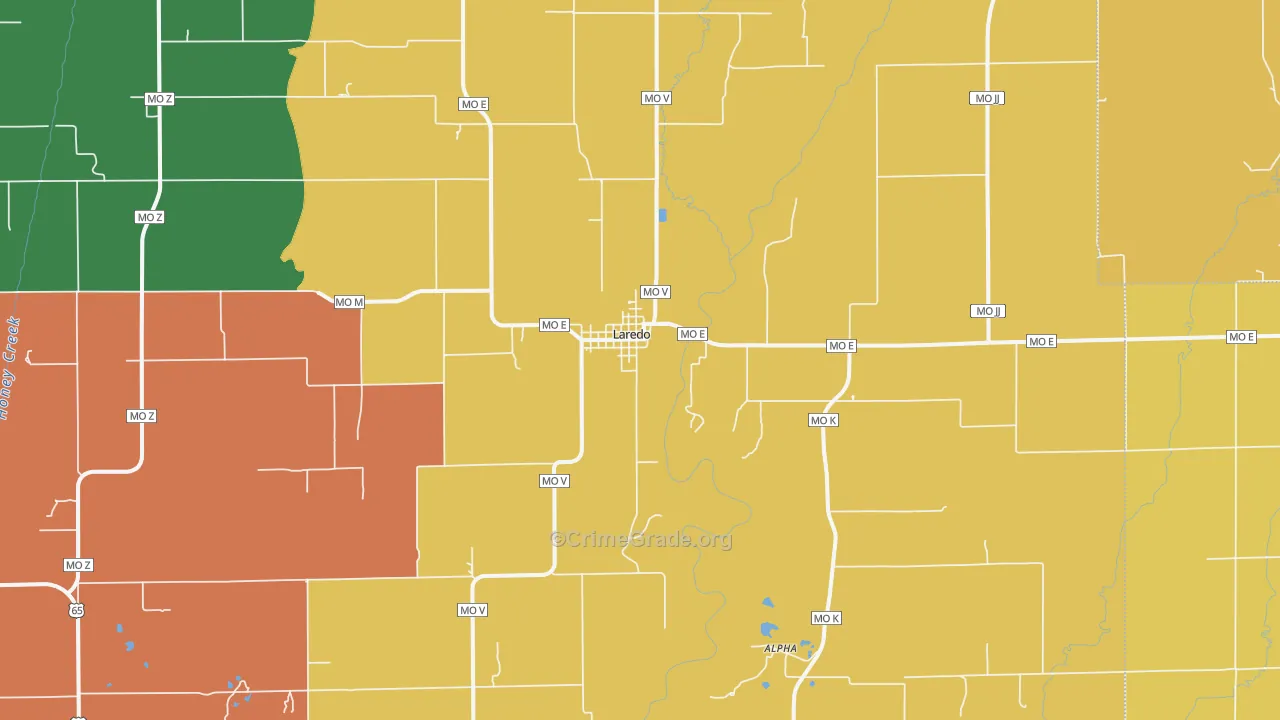 Laredo, MO Map of Assault Rates