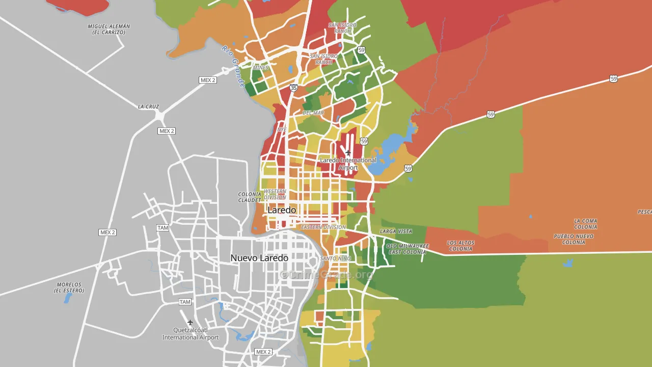 Laredo, TX Map of Assault Rates