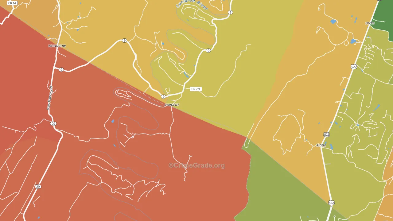 Largent, WV Map of Assault Rates