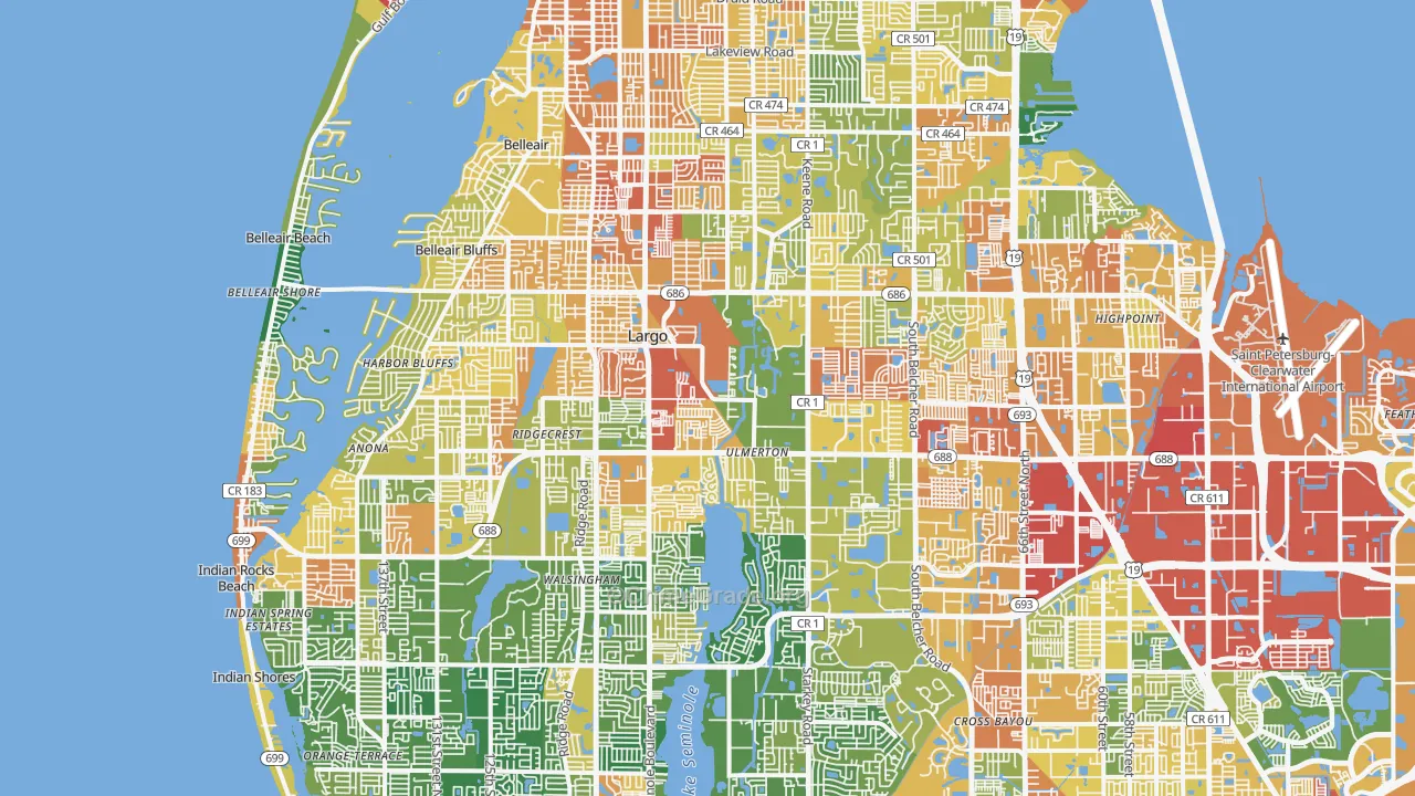 Largo, FL Map of Assault Rates