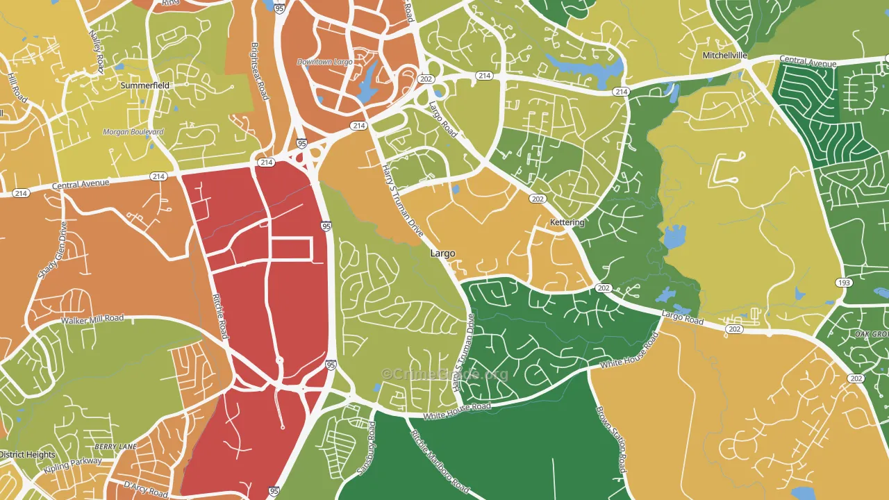 Largo, MD Map of Assault Rates