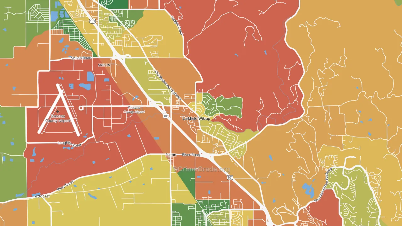 Larkfield-Wikiup, Santa Rosa, CA Map of Assault Rates