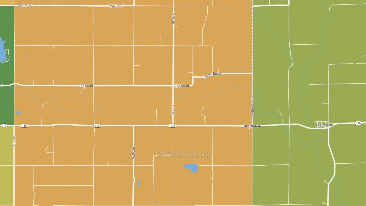 Larkinburg, KS Map of Assault Rates