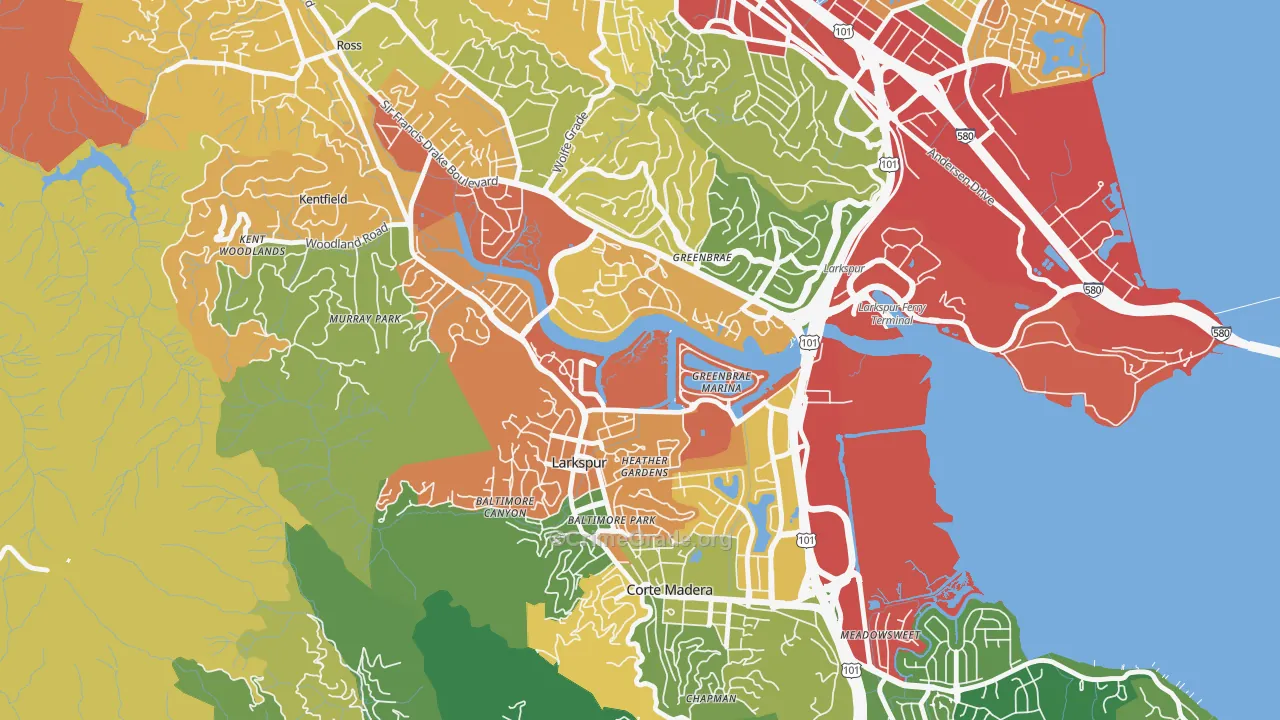 Larkspur, CA Map of Assault Rates