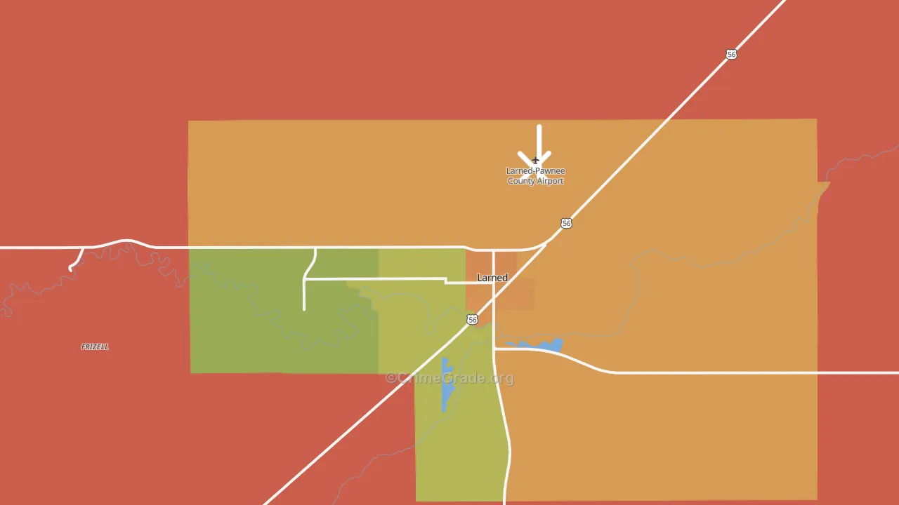 Larned, KS Map of Assault Rates