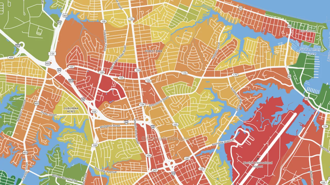 Larrymore Lawns, Norfolk, VA Map of Assault Rates