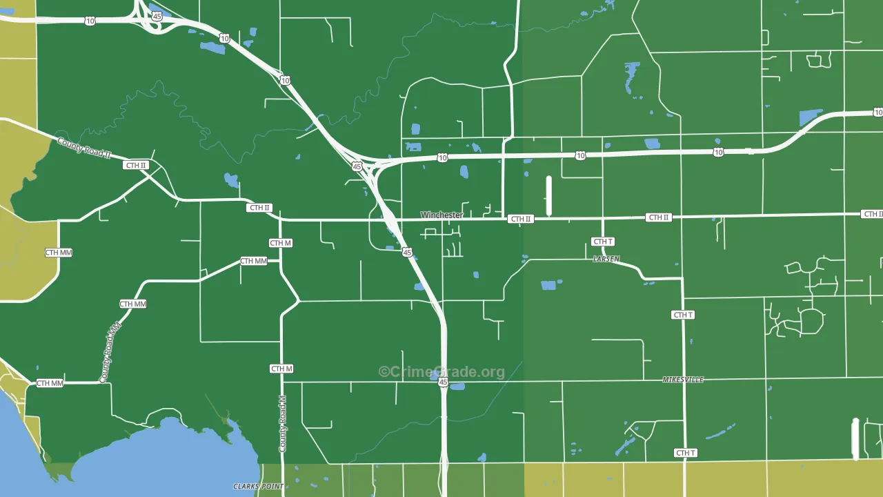 Larsen, WI Map of Assault Rates