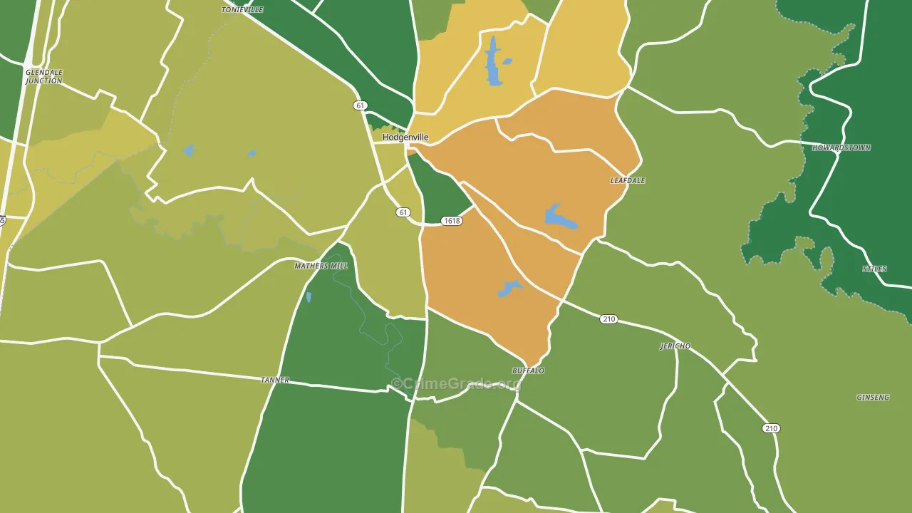 Larue County, KY Map of Assault Rates