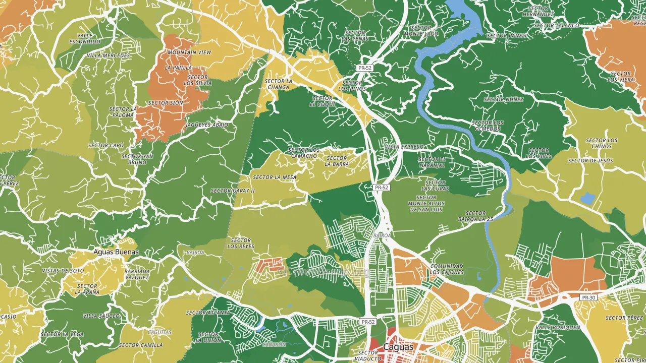 Las Carolinas, PR Map of Assault Rates