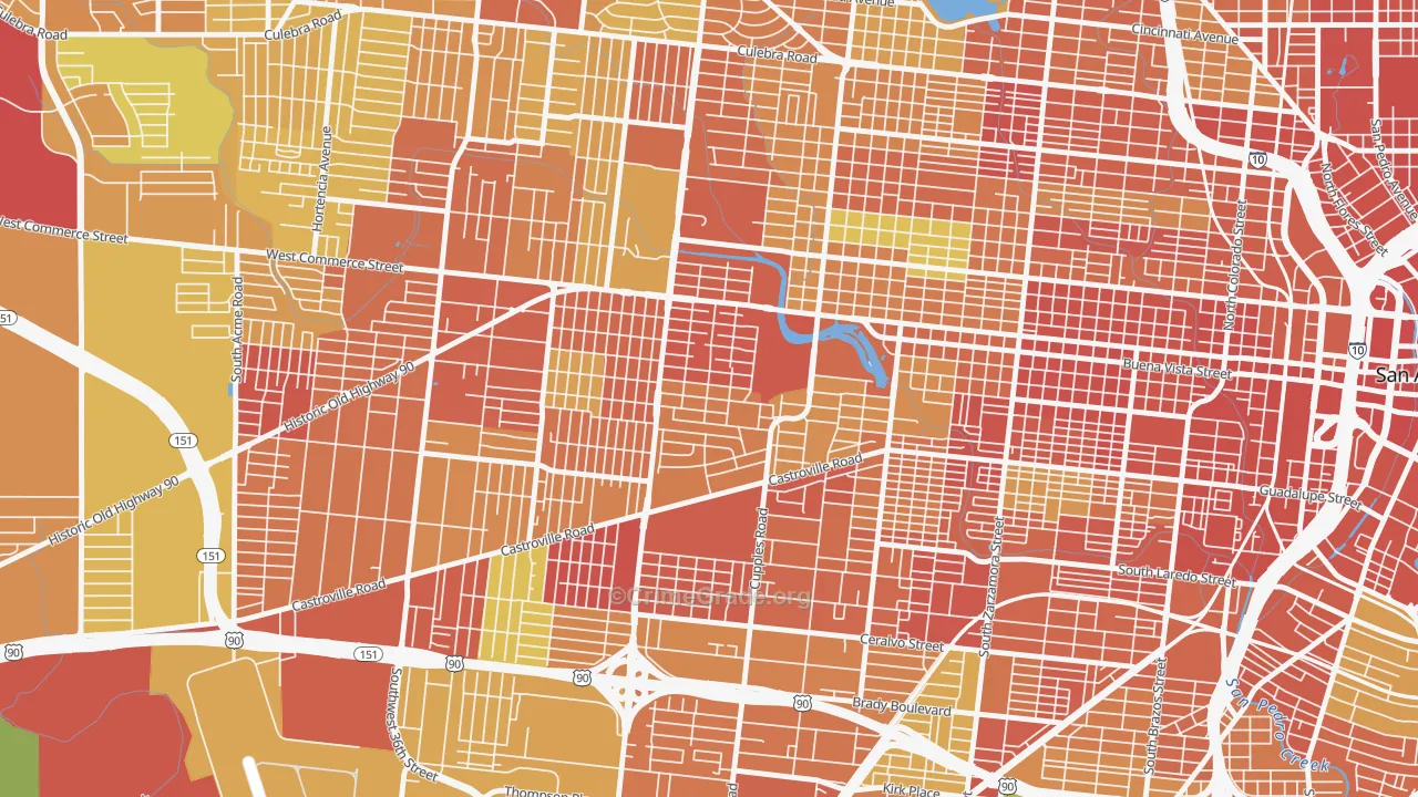 Las Palmas, San Antonio, TX Map of Assault Rates
