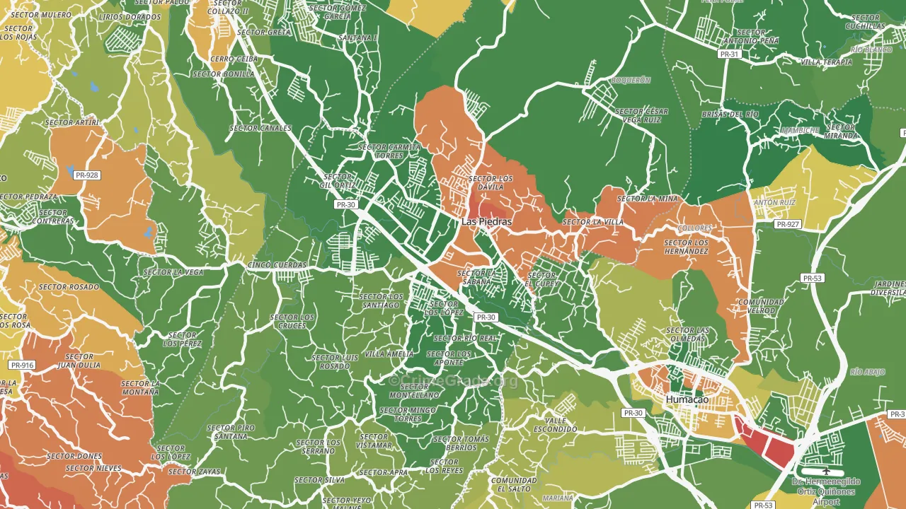 Las Piedras, PR Map of Assault Rates