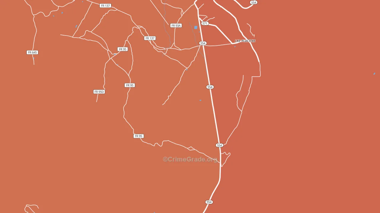 Las Placitas, NM Map of Assault Rates