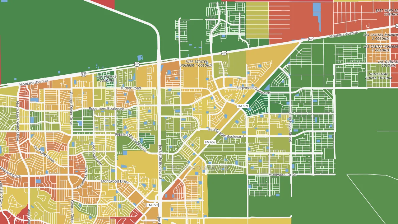 Las Tierras, El Paso, TX Map of Assault Rates