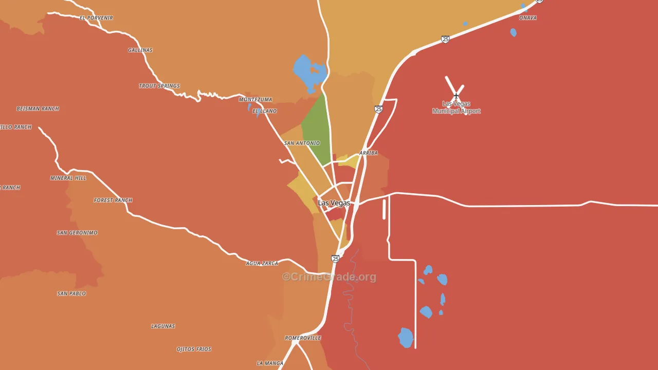 Las Vegas, NM Map of Assault Rates