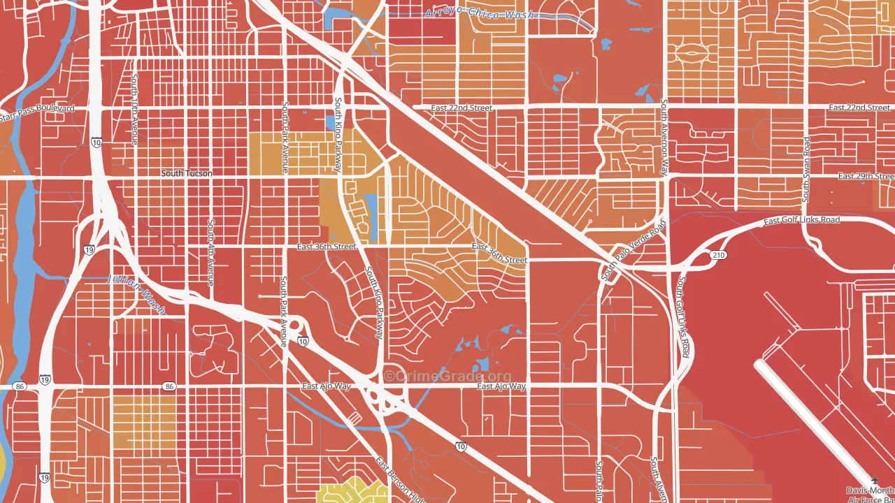 Las Vistas, Tucson, AZ Map of Assault Rates