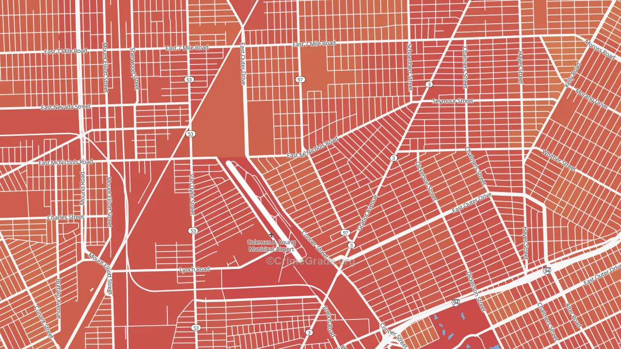 Lasalle College Park, Detroit, MI Map of Assault Rates