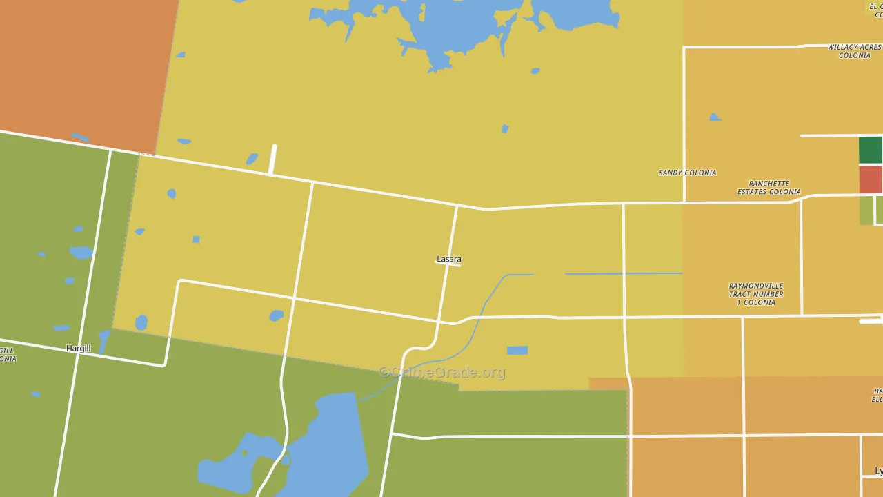 Lasara, TX Map of Assault Rates