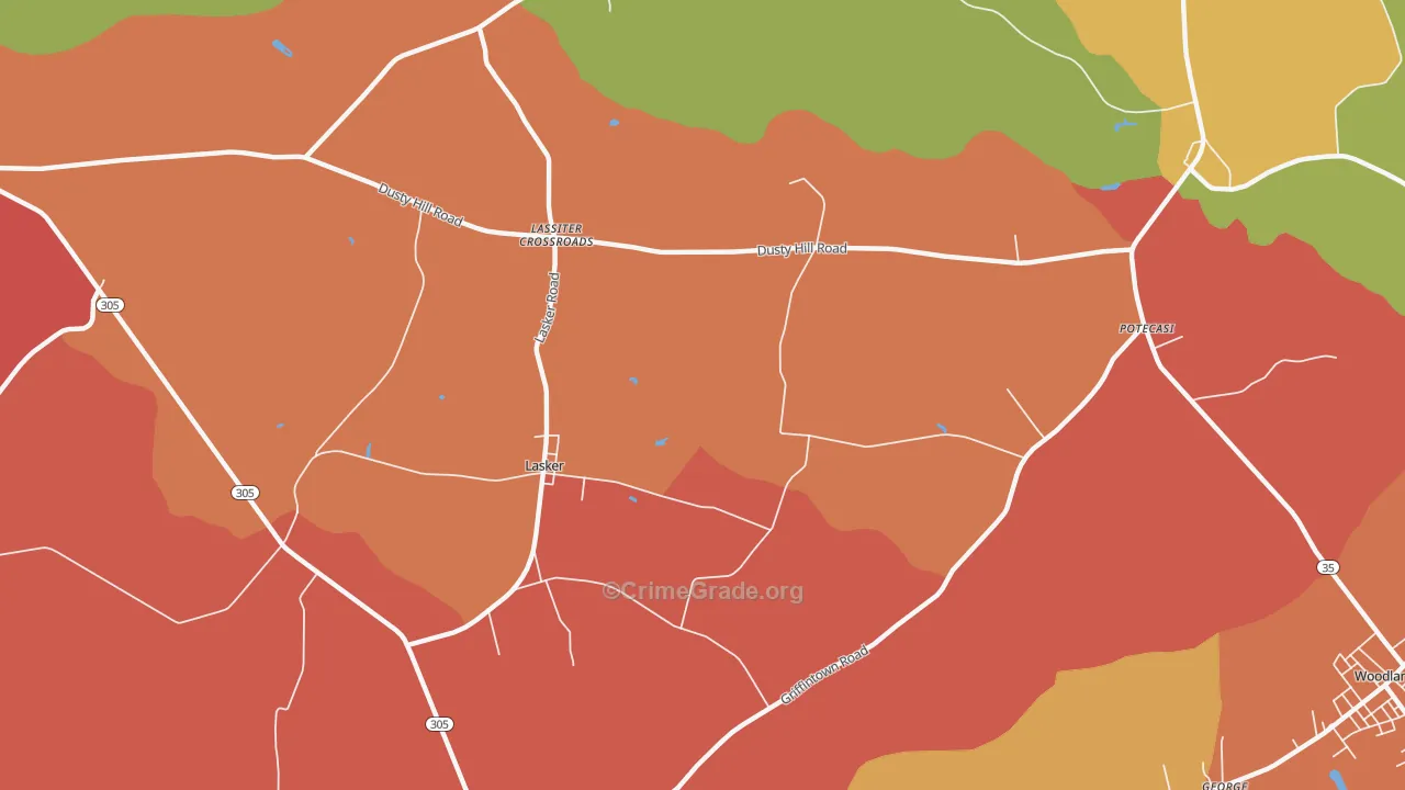 Lasker, NC Map of Assault Rates
