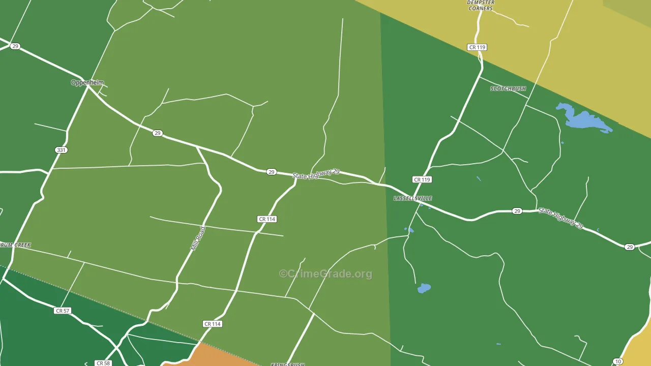 Lassellsville, NY Map of Assault Rates