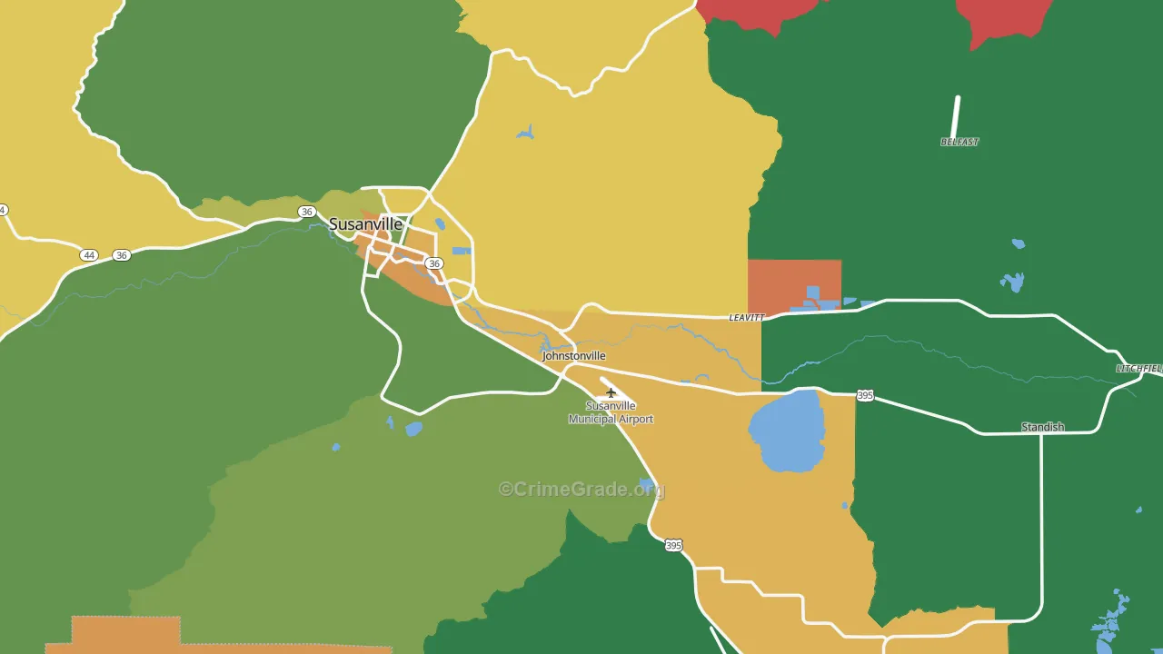 Lassen County, CA Map of Assault Rates