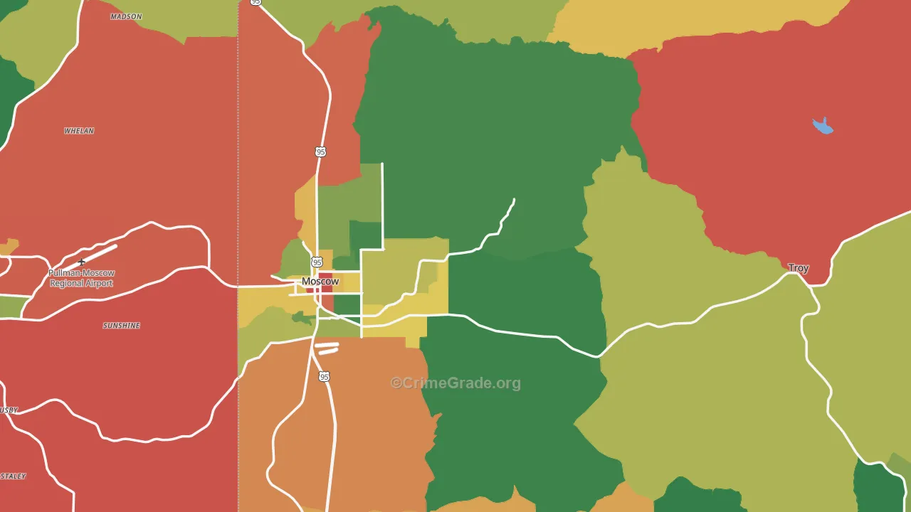 Latah County, ID Map of Assault Rates
