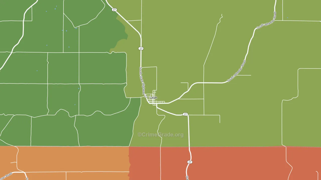 Latah, WA Map of Assault Rates