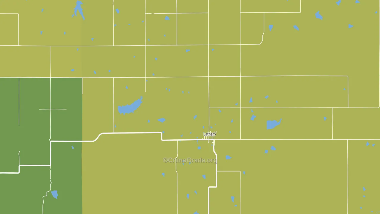 Latham, KS Map of Assault Rates
