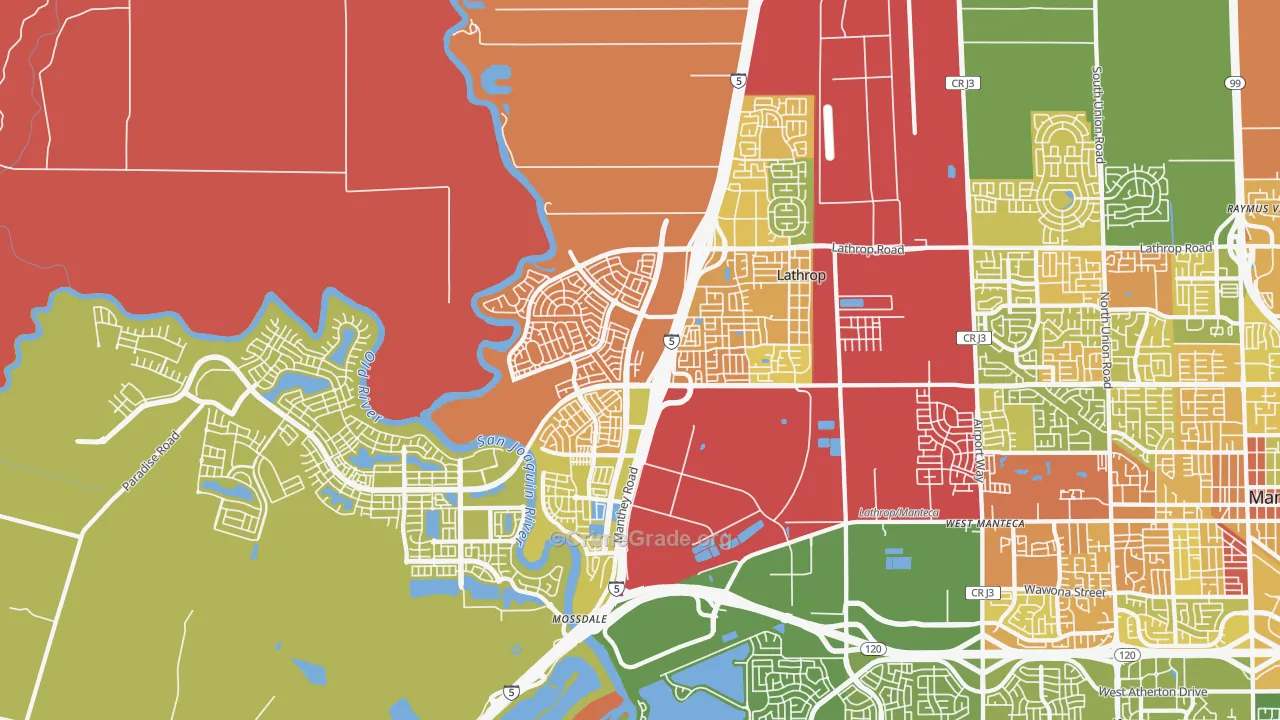Lathrop, CA Map of Assault Rates