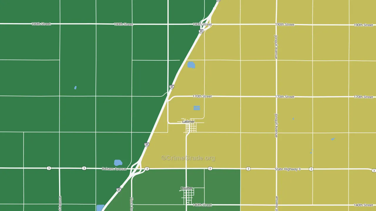 Latimer, IA Map of Assault Rates