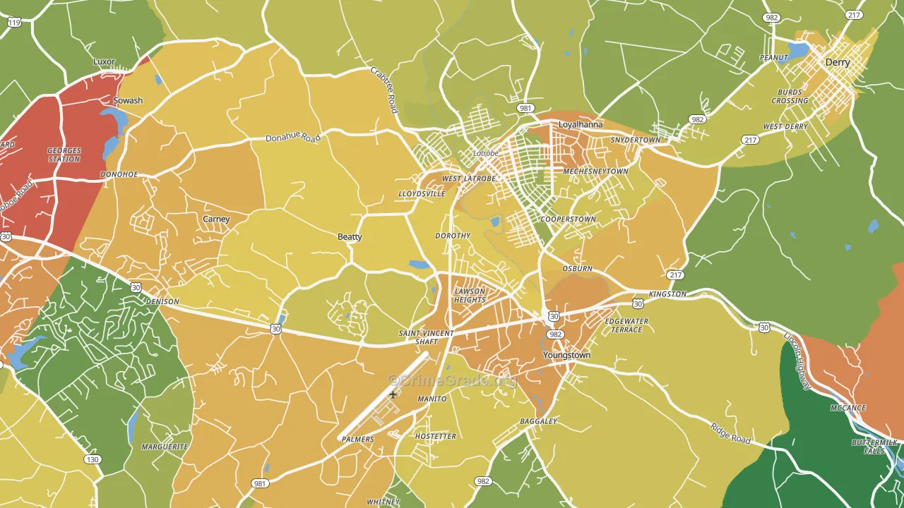 Latrobe, PA Map of Assault Rates