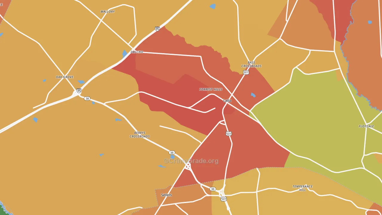 Latta, SC Map of Assault Rates