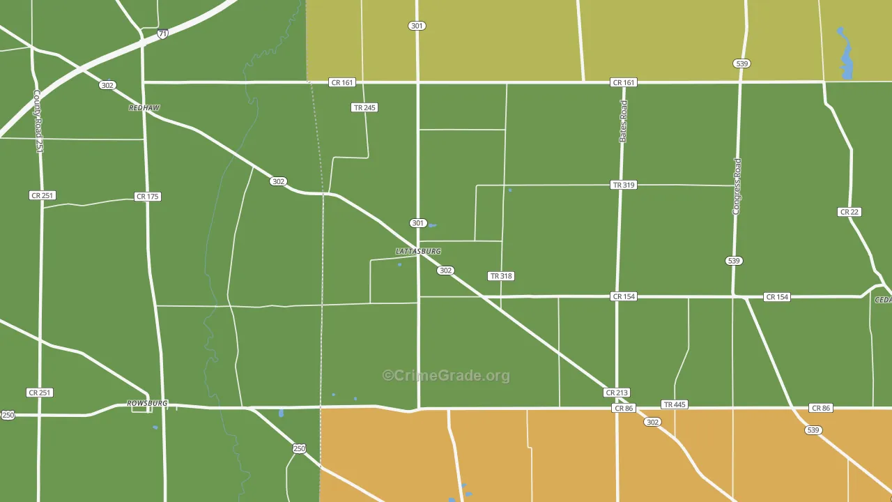Lattasburg, OH Map of Assault Rates