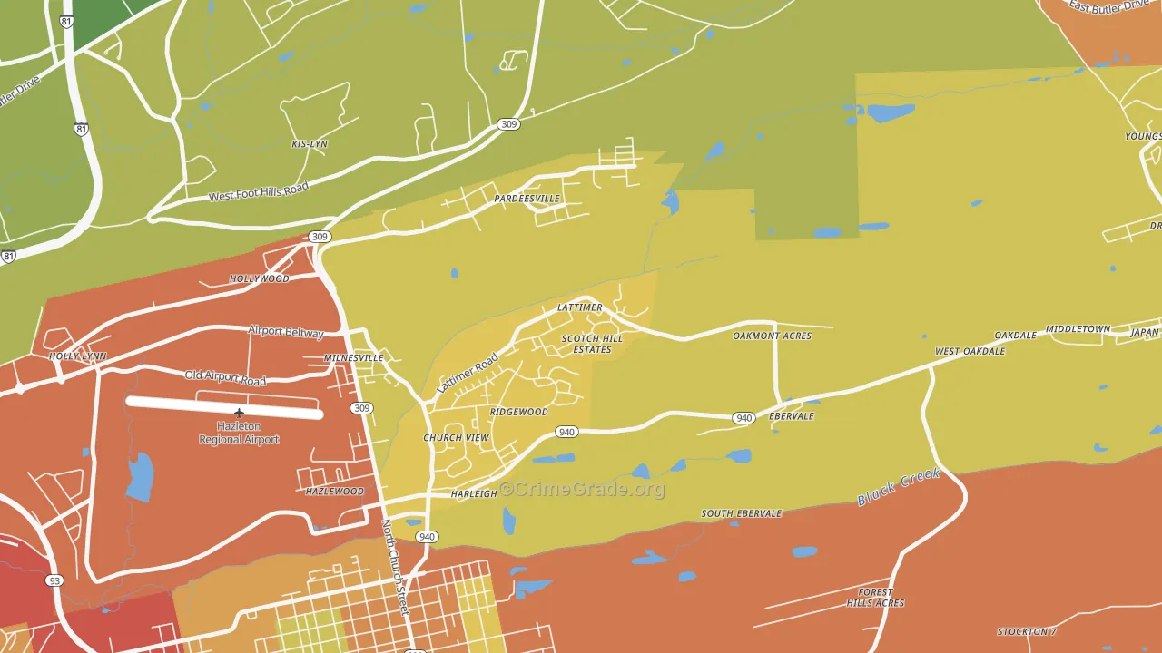 Lattimer, PA Map of Assault Rates