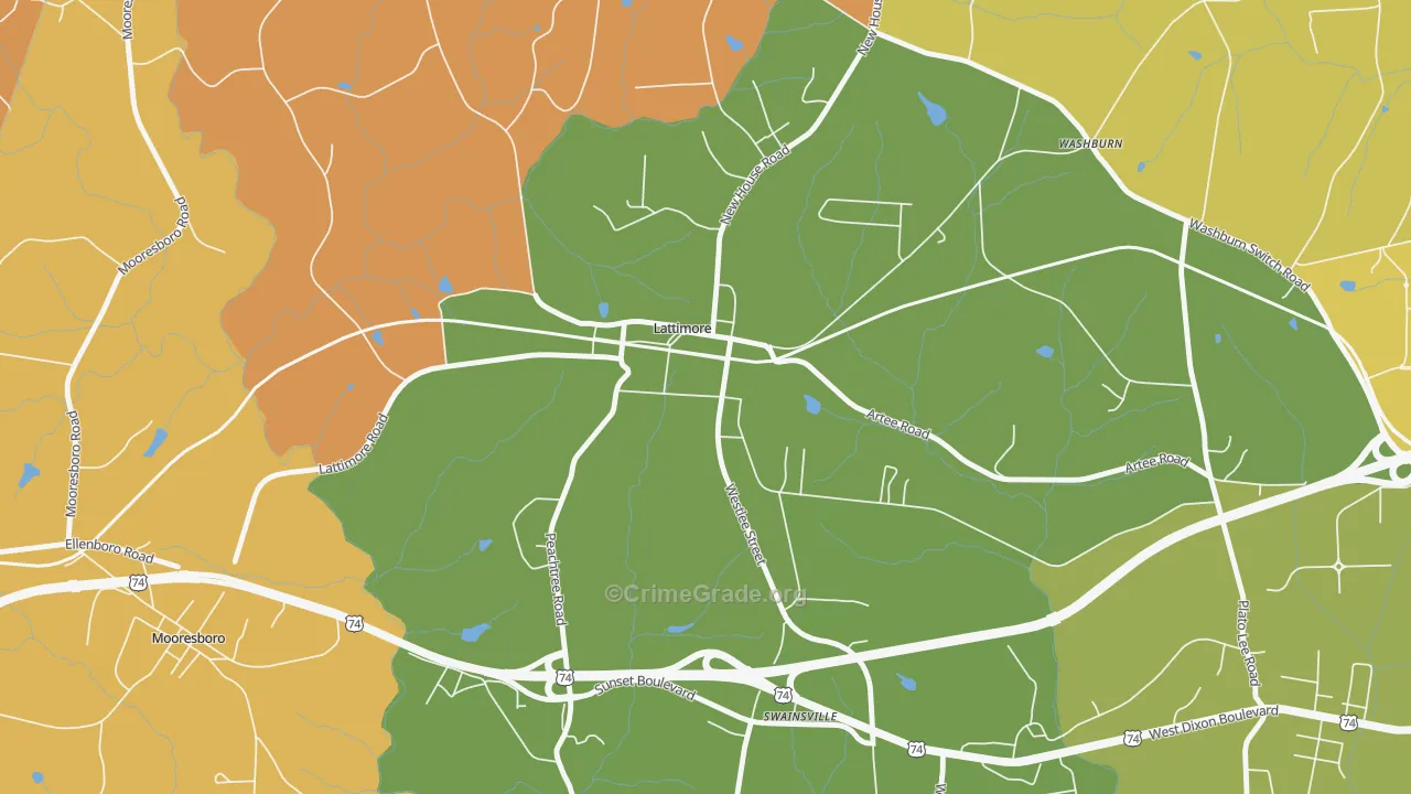 Lattimore, NC Map of Assault Rates