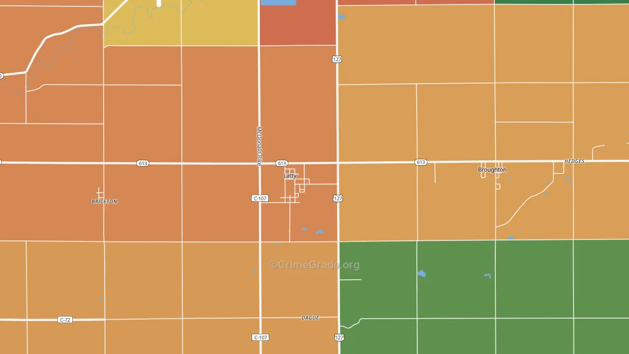 Latty, OH Map of Assault Rates