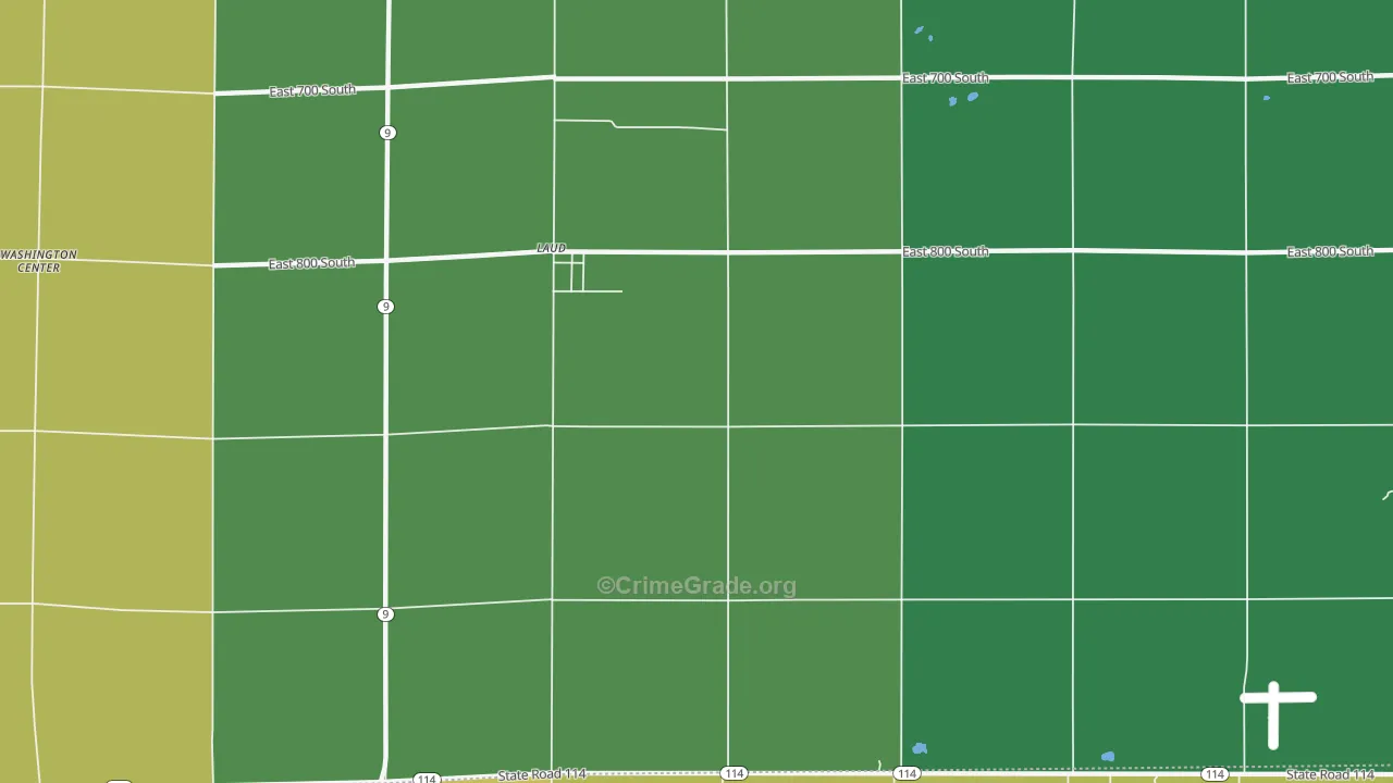 Laud, IN Map of Assault Rates