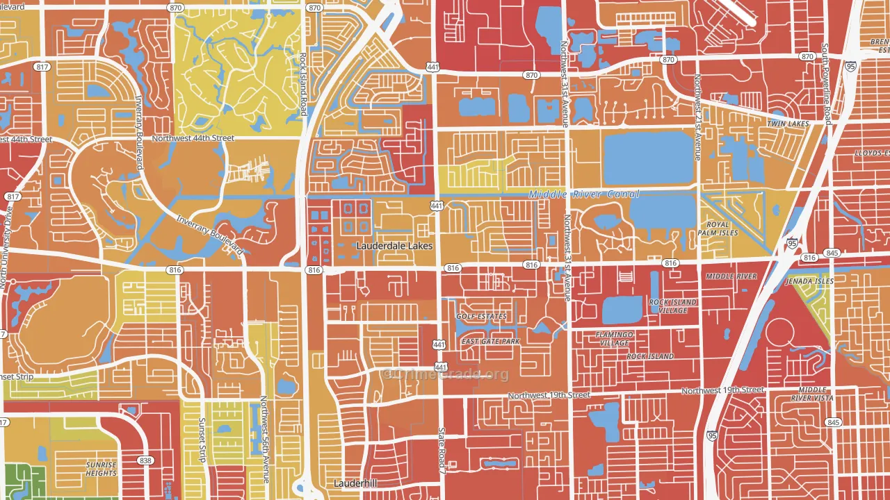 Lauderdale Lakes, FL Map of Assault Rates