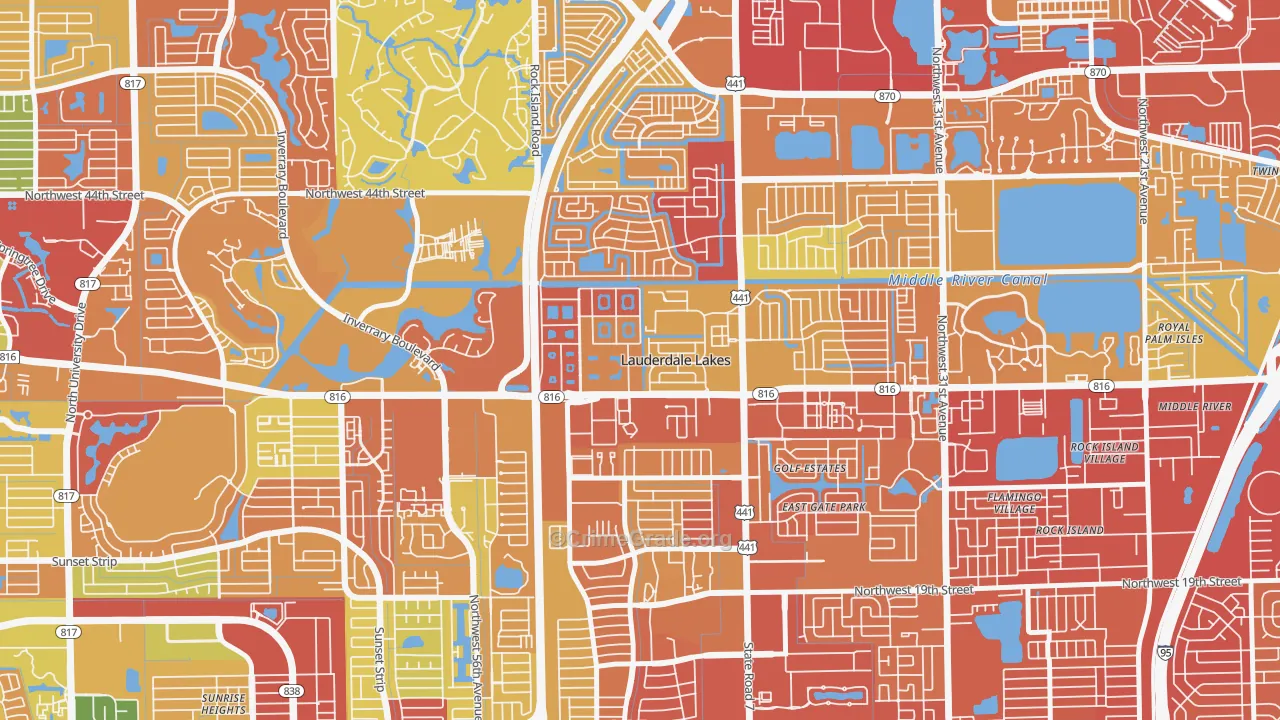 Lauderdale Lakes West Gate, Lauderdale Lakes, FL Map of Assault Rates