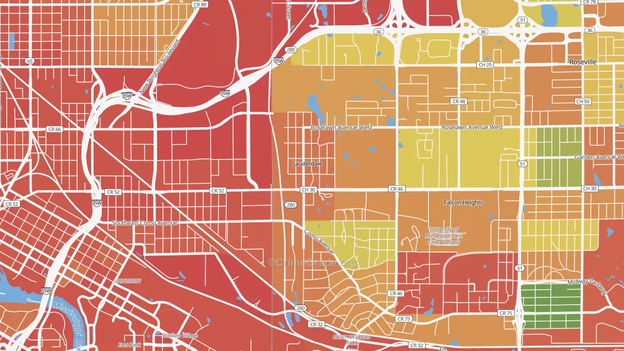 Lauderdale, MN Map of Assault Rates