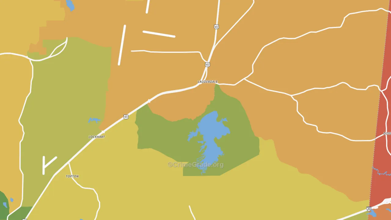 Lauderdale, MS Map of Assault Rates