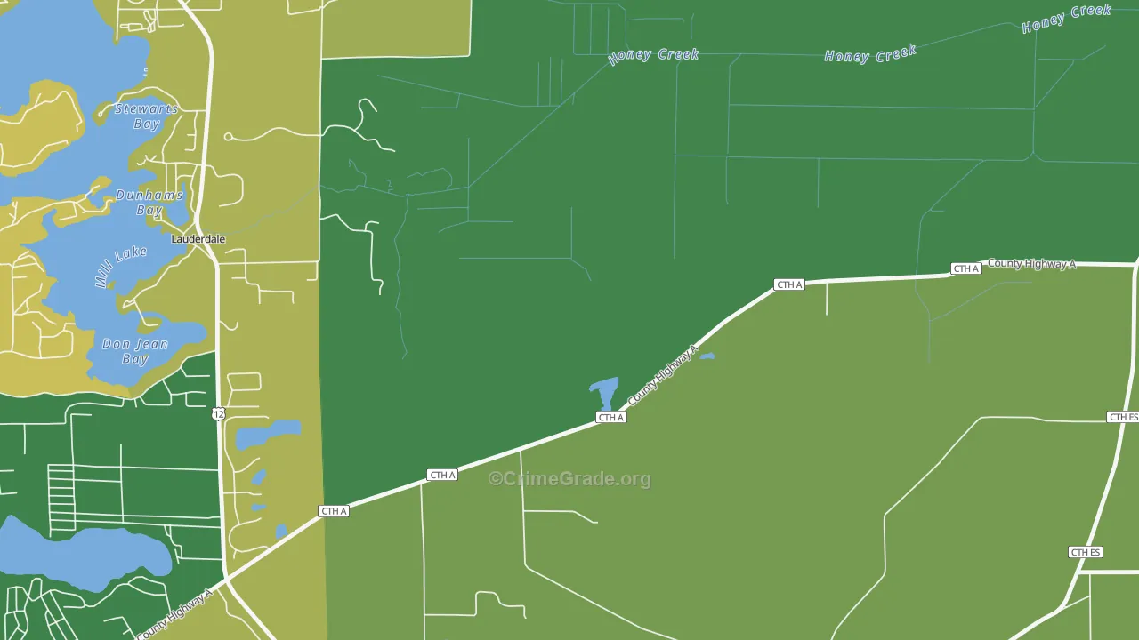 Lauderdale, WI Map of Assault Rates