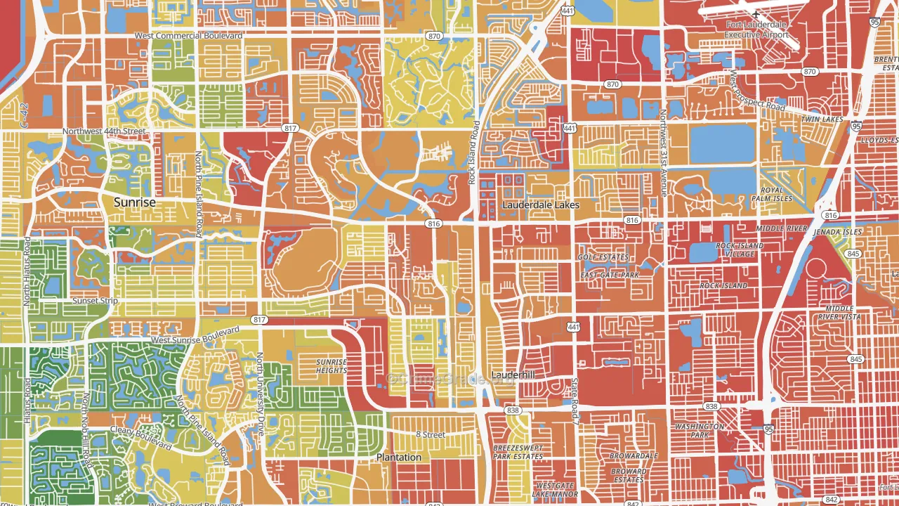 Lauderhill, FL Map of Assault Rates