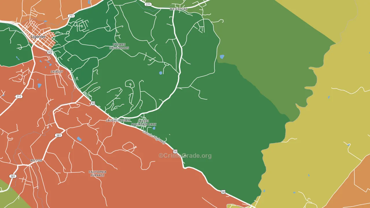 Laughlintown, PA Map of Assault Rates