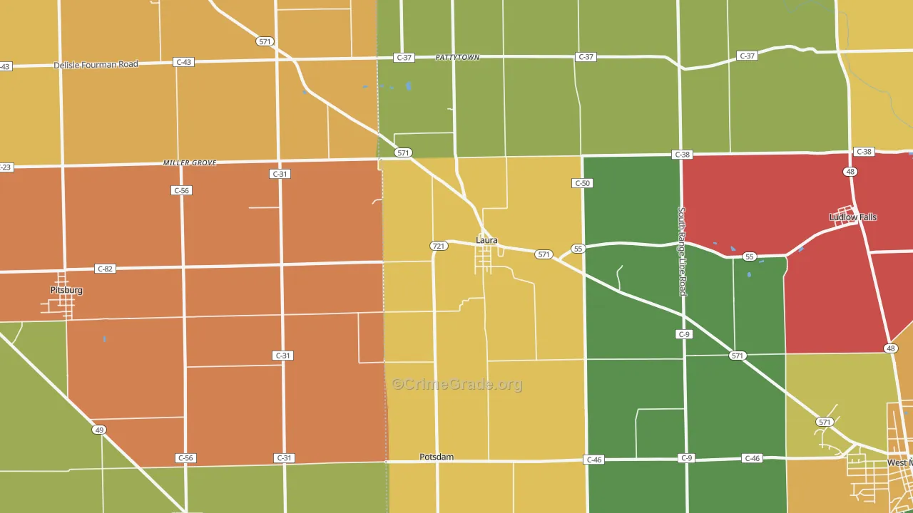 Laura, OH Map of Assault Rates