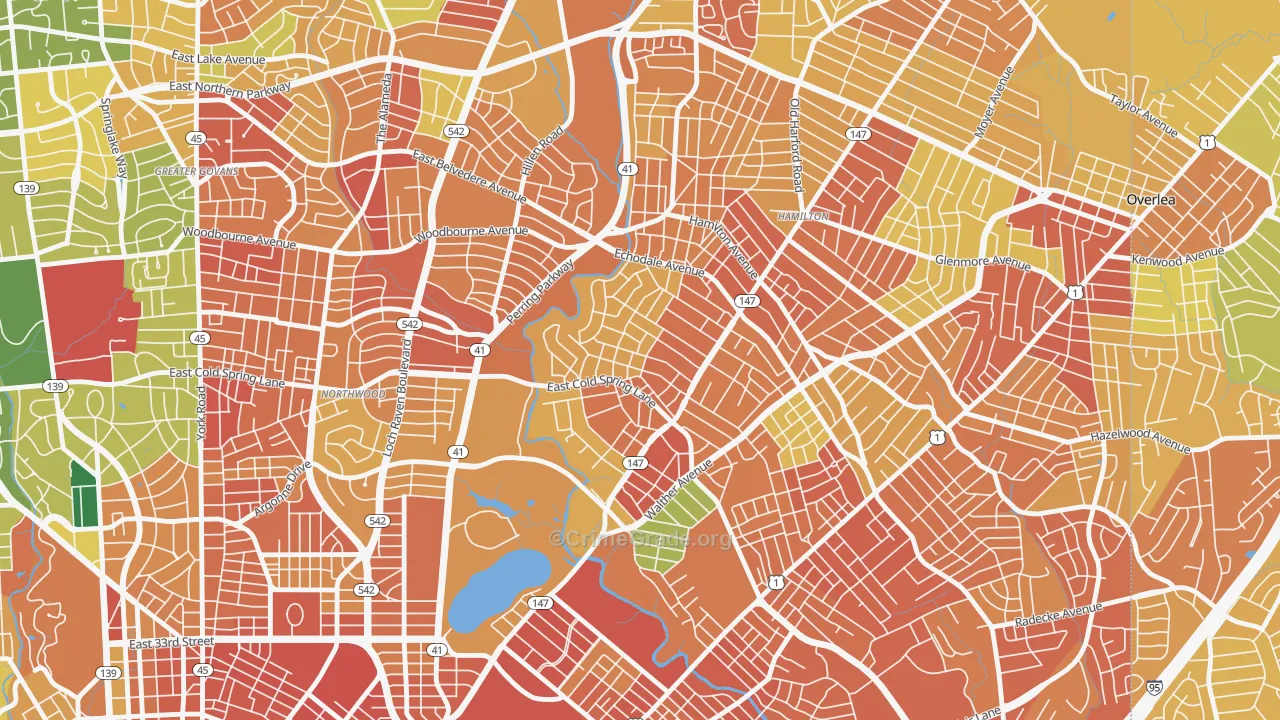 Lauraville, Baltimore, MD Map of Assault Rates