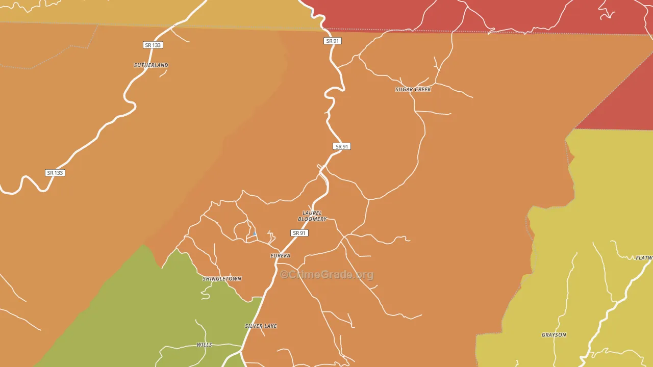 Laurel Bloomery, TN Map of Assault Rates